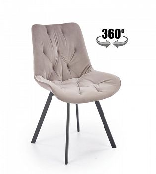 Krzesło obrotowe tapicerowane welurowe K519 beżowy