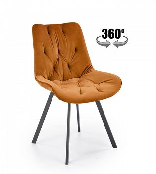 Krzesło obrotowe tapicerowane welurowe K519 cynamonowy
