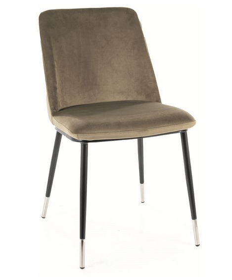 Krzesło tapicerowane welurowe oliwkowe JILL