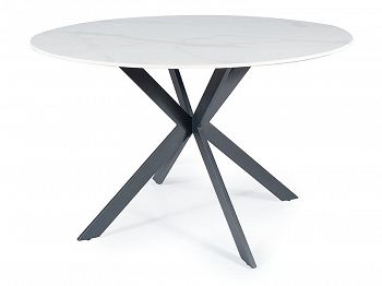 Stół okrągły TALIA biały z efektem marmuru 90 cm