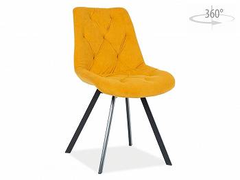 Krzesło obrotowe VALENTE matt velvet żółty, stelaż czarny