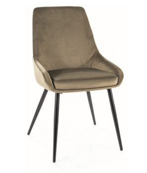 Krzesło tapicerowane welurowe oliwkowe COBE
