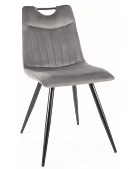 Krzesło tapicerowane welurowe ORFE szary