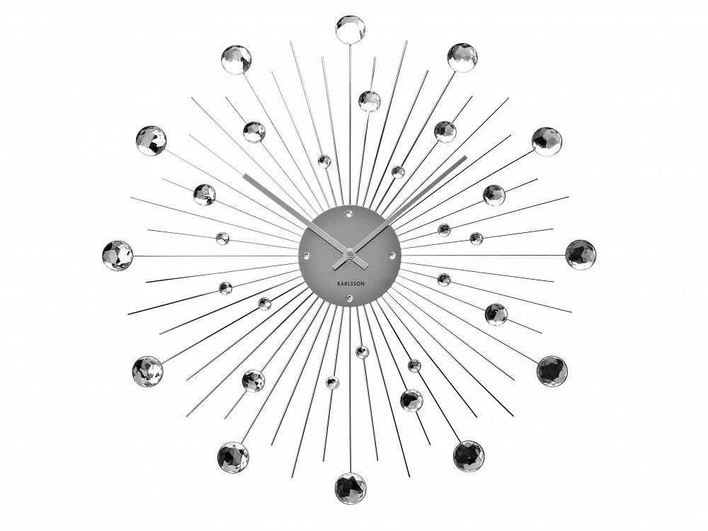 Zegar ścienny SUNBURST CRYSTAL srebrny 50 cm