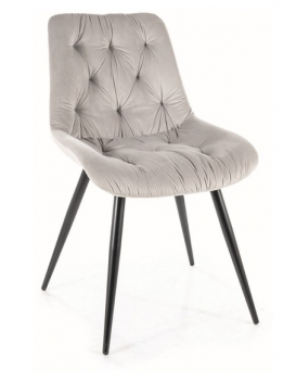Krzesło tapicerowane welurowe PRAGA jasny szary