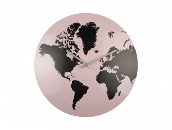Zegar ścienny WORLD MAP jasny różowy