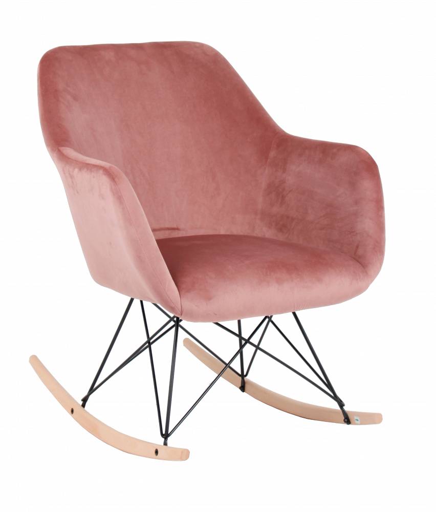 Fotel bujany, tapicerowany Paul velvet różowy
