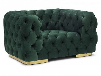 Fotel tapicerowany CHESTER welur zielony