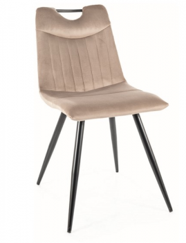 Krzesło tapicerowane welurowe ORFE beżowy
