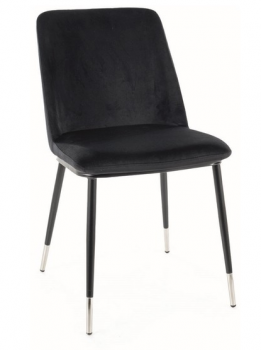 Krzesło tapicerowane welurowe czarne JILL
