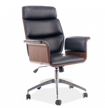 Fotel obrotowy, krzesło biurowe OREGON orzech, czarny