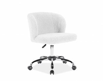 Fotel. obrotowy, krzesło biurowe DOLLY baranek biały
