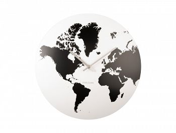 Zegar ścienny WORLD MAP biały