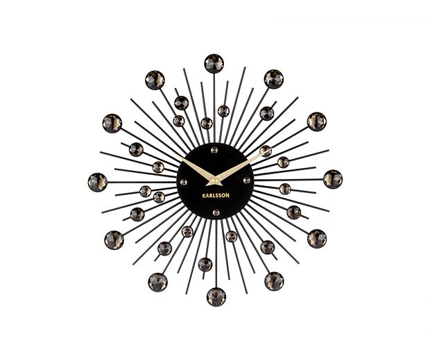 Zegar ścienny SUNBURST CRYSTAL czarny 30 cm