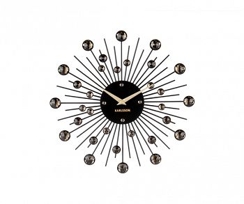 Zegar ścienny SUNBURST CRYSTAL czarny 30 cm