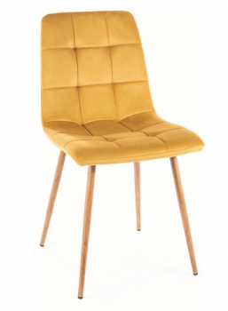 Krzesło tapicerowane welurowe curry MILA D dąb