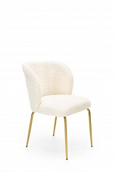 Krzesło tapicerowane, baranek K474 kremowy, złoty