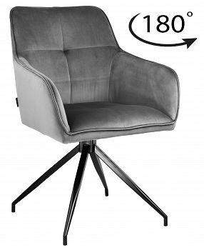 Krzesło obrotowe tapicerowane ASTER velvet ciemny szary