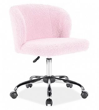 Fotel obrotowy, krzesło biurowe DOLLY baranek różowy