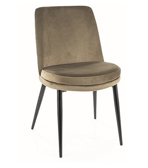 Krzesło tapicerowane welurowe KAYLA oliwka