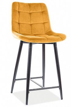 Półhoker, krzesło barowe Chic H-2 velvet musztardowy