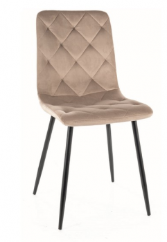 Krzesło tapicerowane welurowe JERRY beż