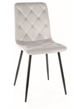 Krzesło tapicerowane welurowe JERRY jasny szary