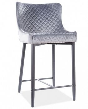 Hoker, krzesło barowe COLIN B H-2 velvet szary