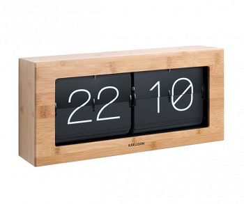 Zegar stołowy, ścienny bambusowy FLIP BOXED XL czarny