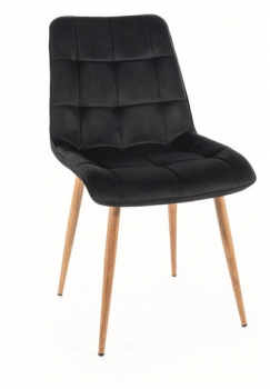 Krzesło tapicerowane welurowe czarne CHIC D dąb
