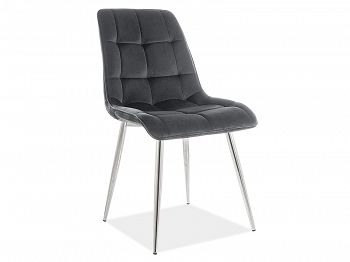 Krzesło tapicerowane CHIC velvet czarny, stelaż chrom