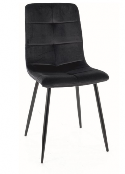 Krzesło tapicerowane welurowe IVO czarne