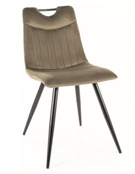 Krzesło tapicerowane welurowe ORFE oliwka