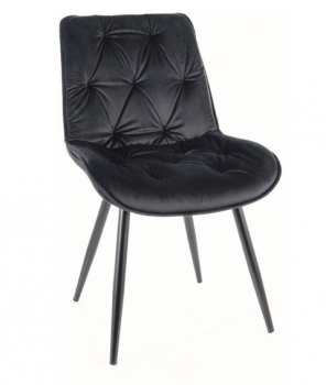 Krzesło tapicerowane welurowe CHERRY II czarny