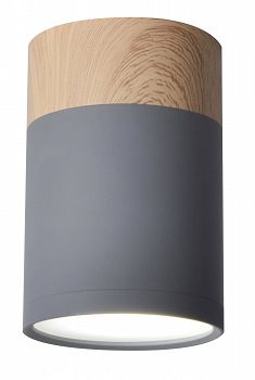 Lampa sufitowa, spot TUBA szara, drewno 10cm