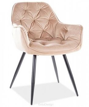 Krzesło tapicerowane CHERRY velvet beżowy