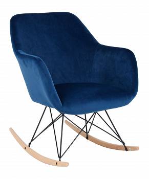 Fotel bujany, tapicerowany PAUL velvet niebieski