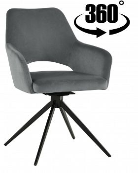 Krzesło obrotowe tapicerowane ERIM velvet ciemny szary